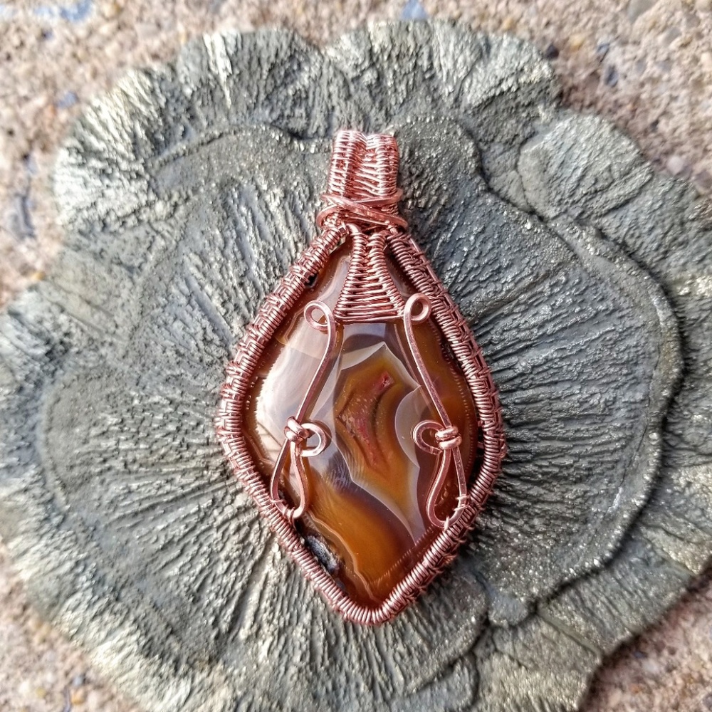 Condor Agate Wire Wrapped Pendant
